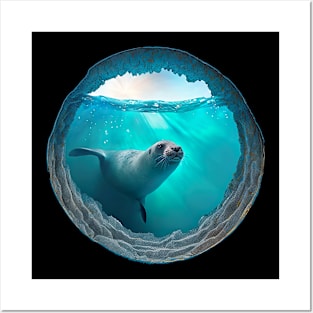 Seal Peeking Through Wall Opening Posters and Art